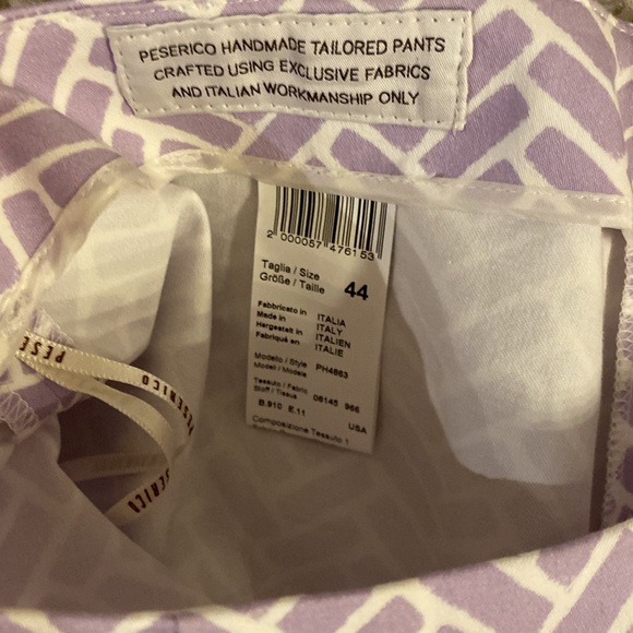 Peserico made in Italy 🇮🇹 Purple and White Patterned Pants size 44 - Picture 3 of 6